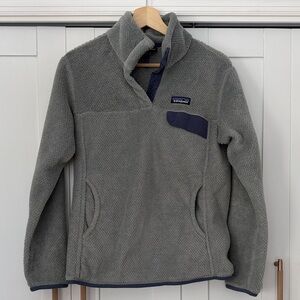 Patagonia Re-Tool snap T Women's pullover grey fleece Medium pockets